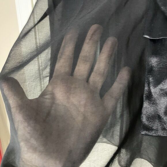 Zara Black Neck Tie Long Sleeve Black Sheer Blouse Top Small NWT Party Cocktail - Picture 6 of 13